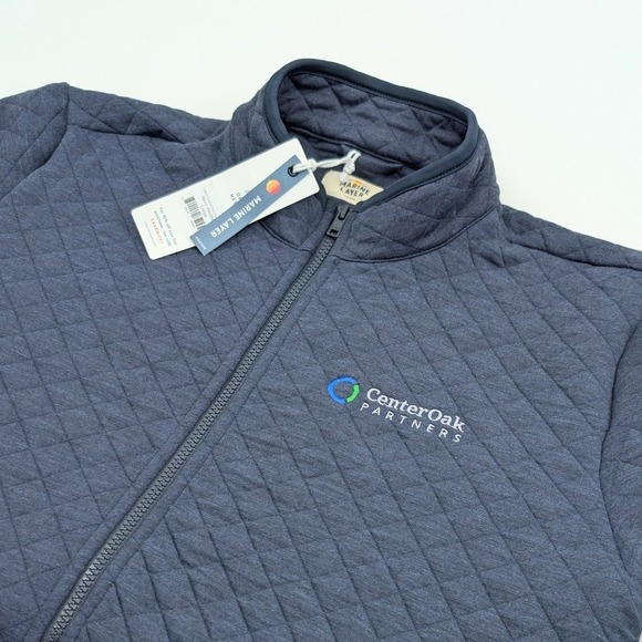 Marine Layer Corbet Quilted Full Zip Jacket Mens Large‎ Navy Heather Center Oak